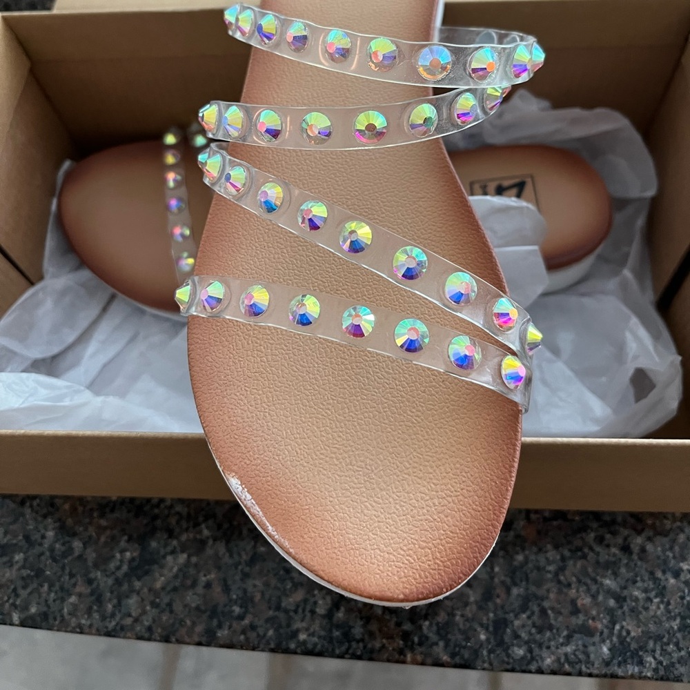 Dirty Laundry Iridescent Rhinestone Sandals